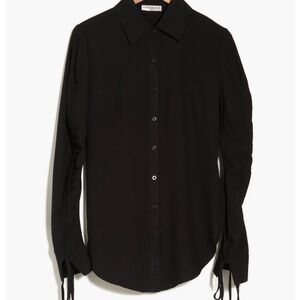 NWT Patrizia Luca Milano Black Laced Sleeve Button-Down Shirt